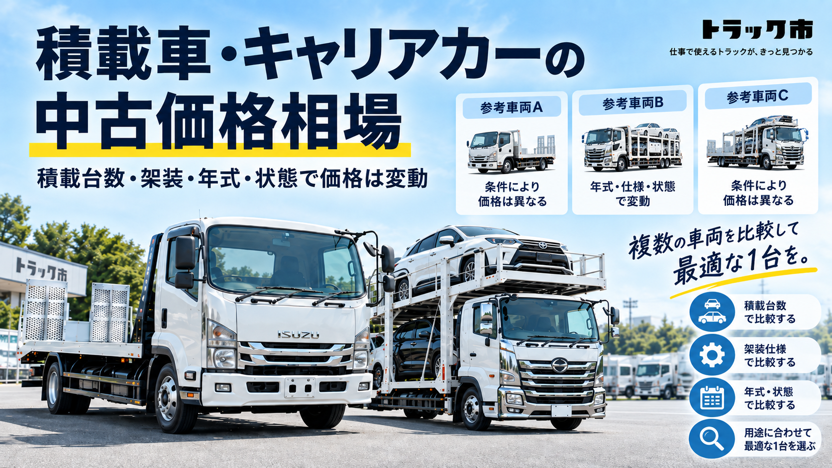 積載車・キャリアカーの中古価格相場と価格を左右するポイント