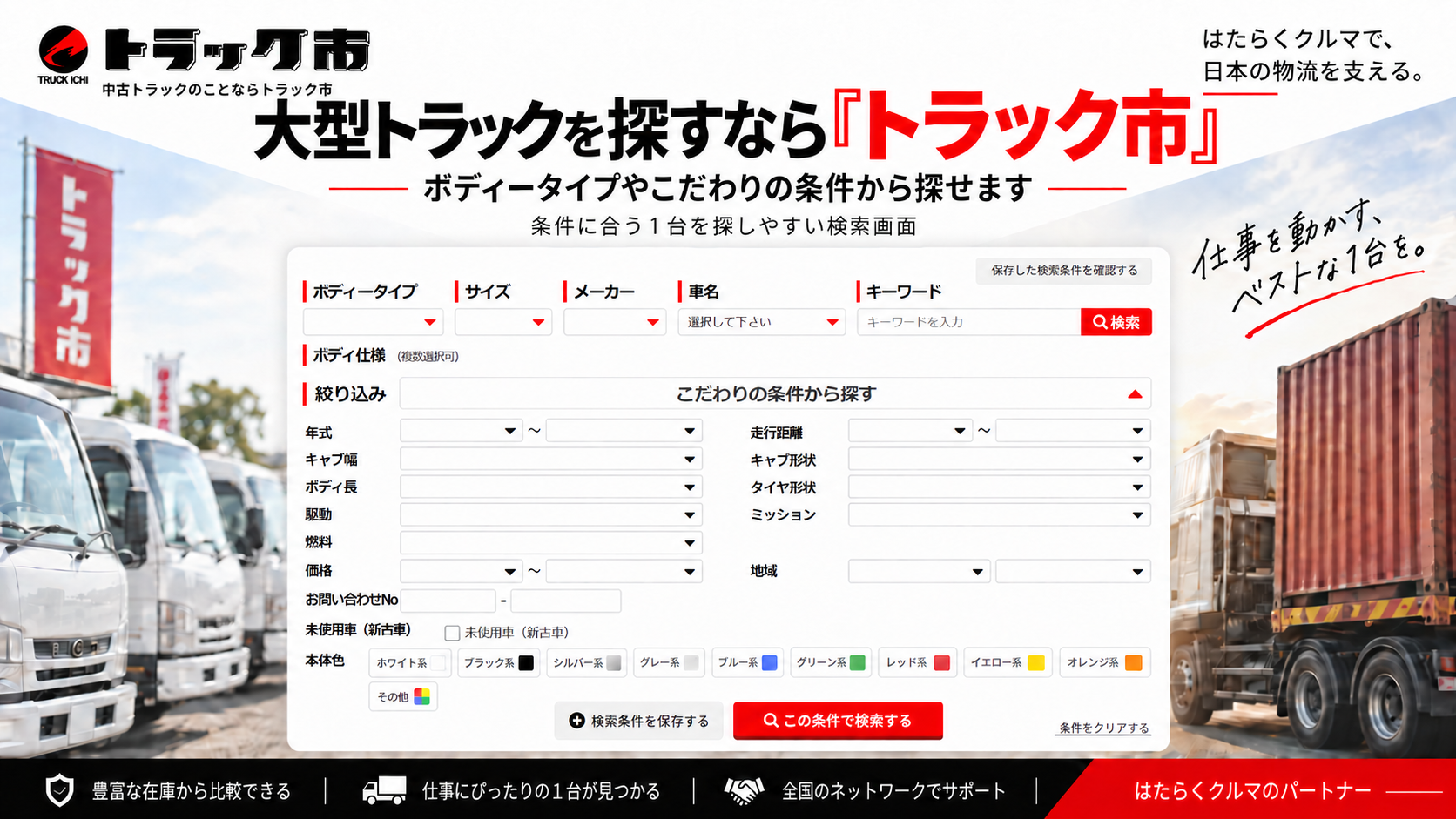トラック市で中古大型トラックを探す