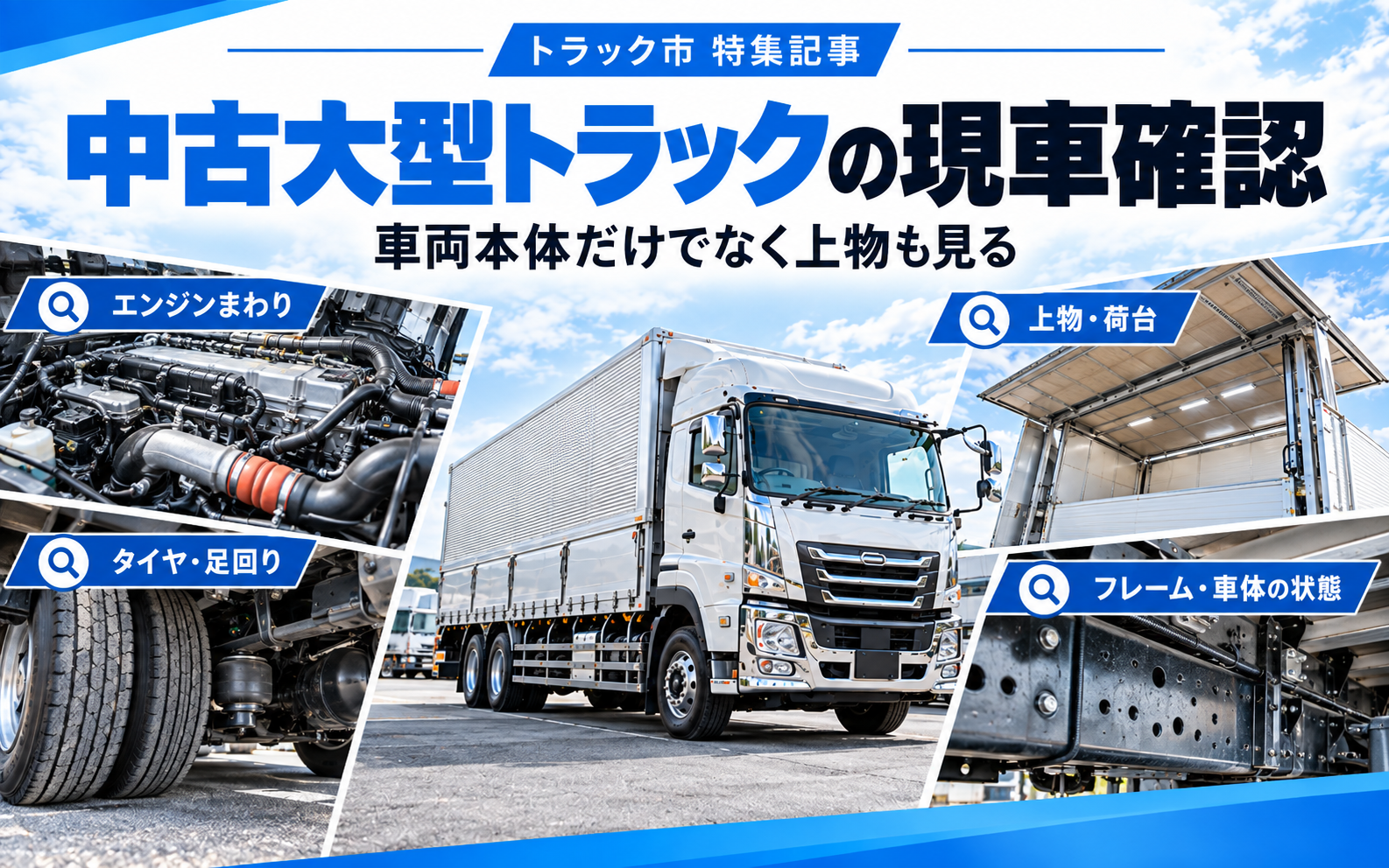 中古大型トラックの現車確認 エンジン・タイヤ・フレーム・上物のチェックポイント