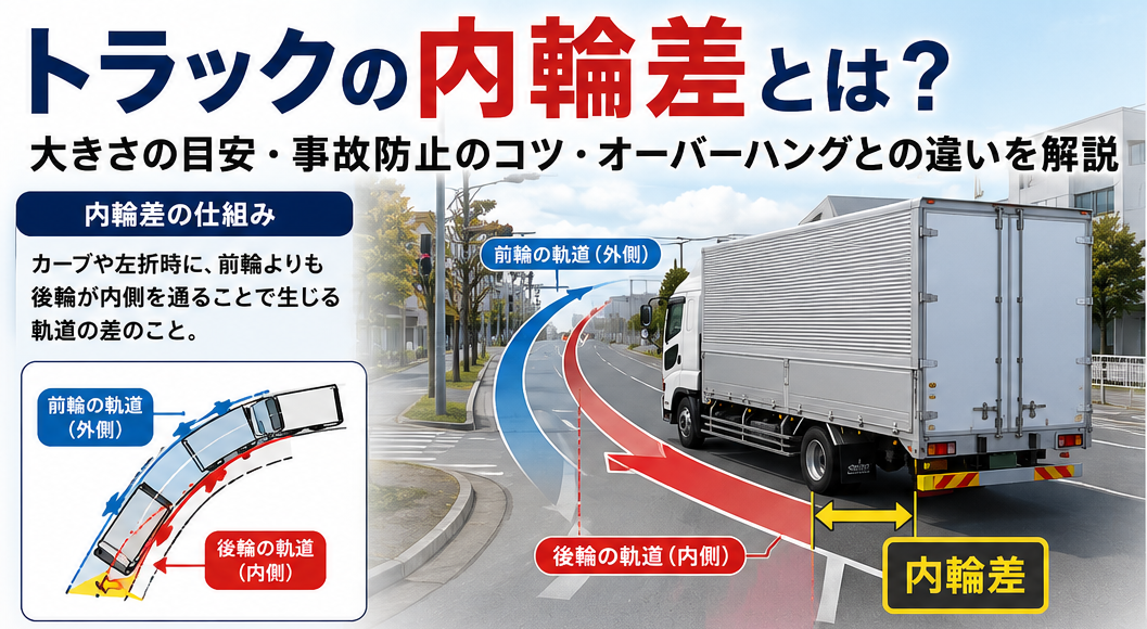 トラックの内輪差とは？大きさの目安・事故防止のコツ・オーバーハングとの違いを解説