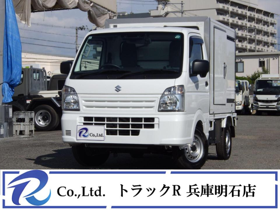 サーモキング製冷蔵冷凍車　中温　－５°～２０°　積載量３５０kg　荷室内寸１７５×１３０×１１３　荷台地上高約７５㎝　左スライド扉　リア観音扉　車両外寸３３９×１４７×１９７　　　８ナンバー　ＡＴ|スズキ キャリイ ３BD-DA16T(2WD)の写真1