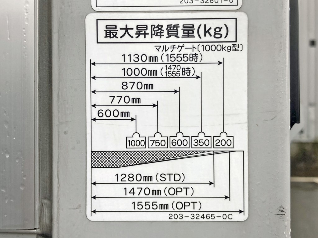 ゲートの能力は1トンです。|日野 デュトロ 2RG-XZU712M(2WD)の写真17