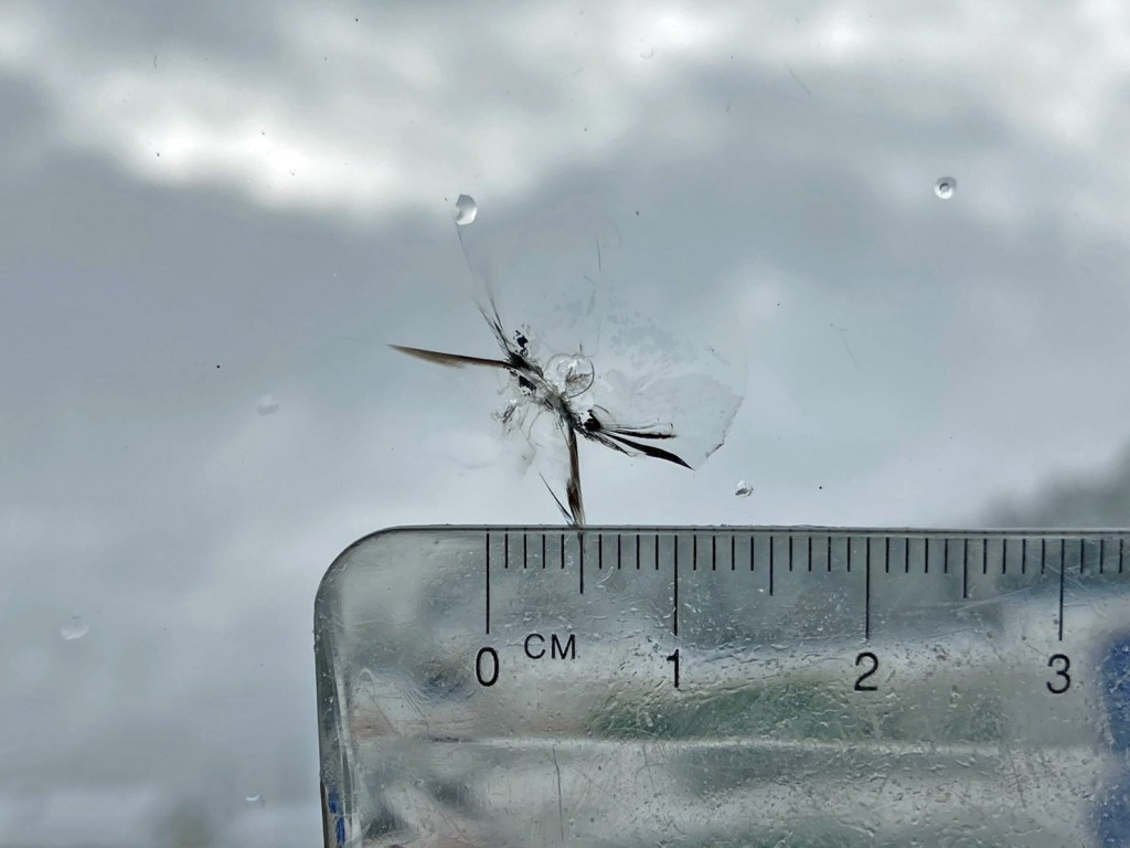 フロントガラスの中央上部に飛び石跡があります。|いすゞ フォワード LKG-FVZ34U2の写真27