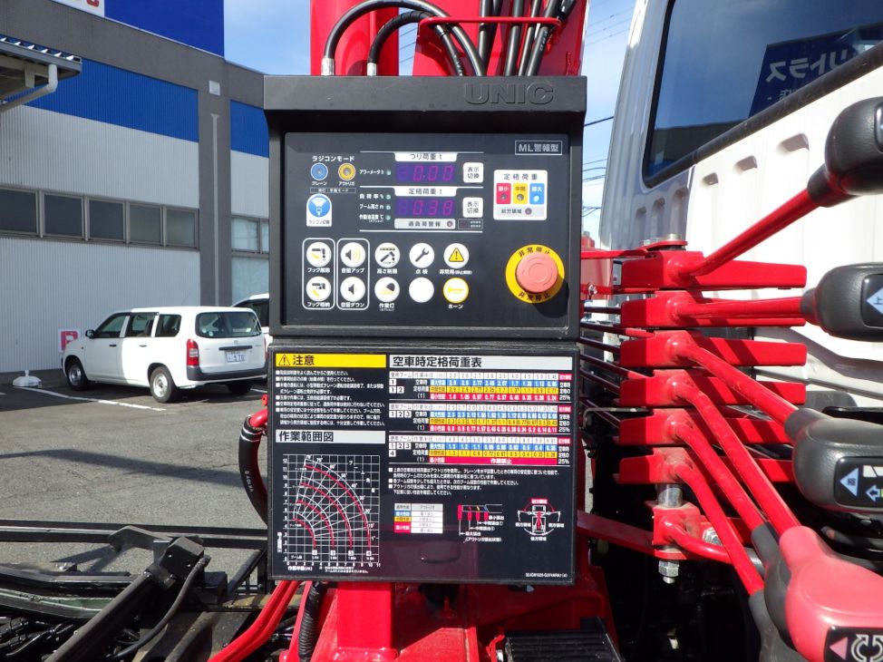 空車時定格荷重及び作業半径ー揚程図です。|三菱 ファイター 2KG-FK65FYの写真28