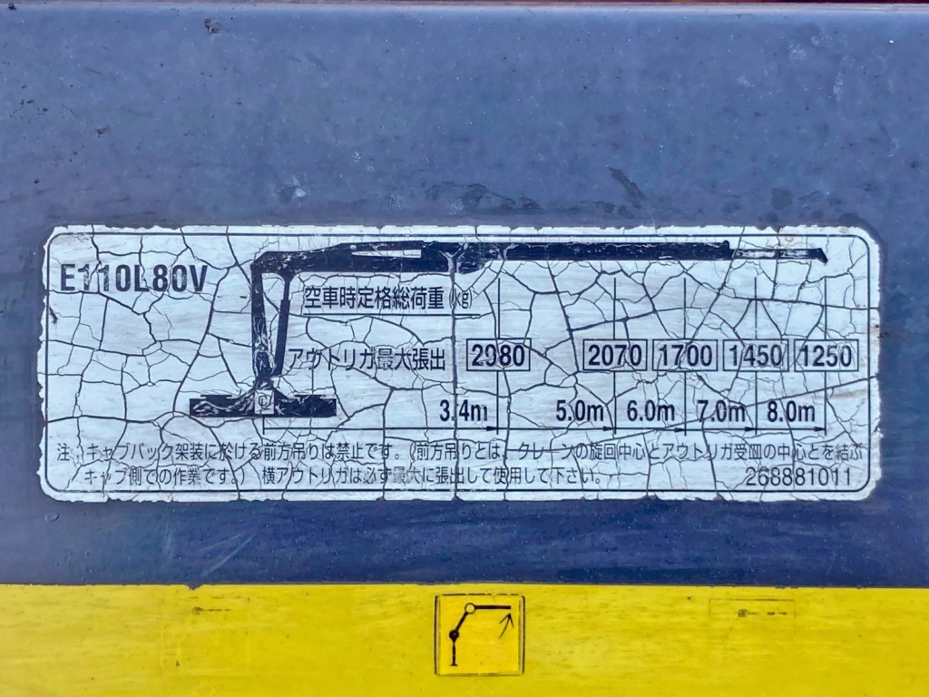 空車時定格荷重表です。|三菱 ファイター QDG-FQ62Fの写真17