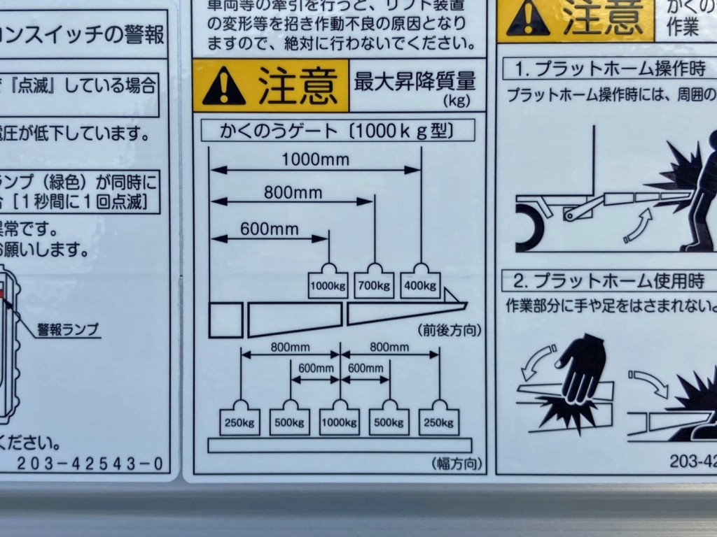 ゲートの能力は1トンです。|日野 レンジャー 2PG-FD2ABG(2WD)の写真16