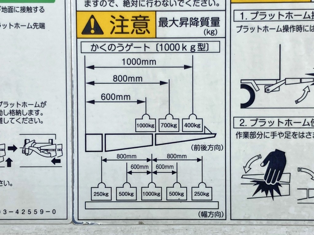 ゲートの能力は1トンです。|いすゞ フォワード 2PG-FTR90V2の写真24