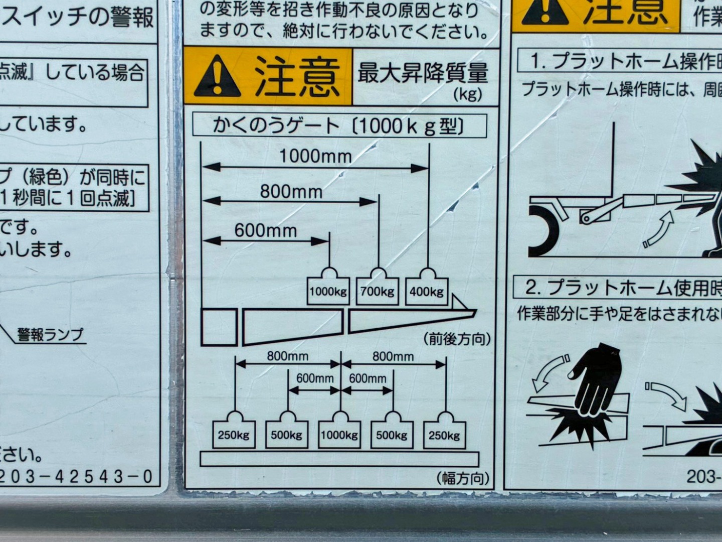 ゲートの能力は1トンです。|日野 レンジャー 2KG-FD2ABA(2WD)の写真22