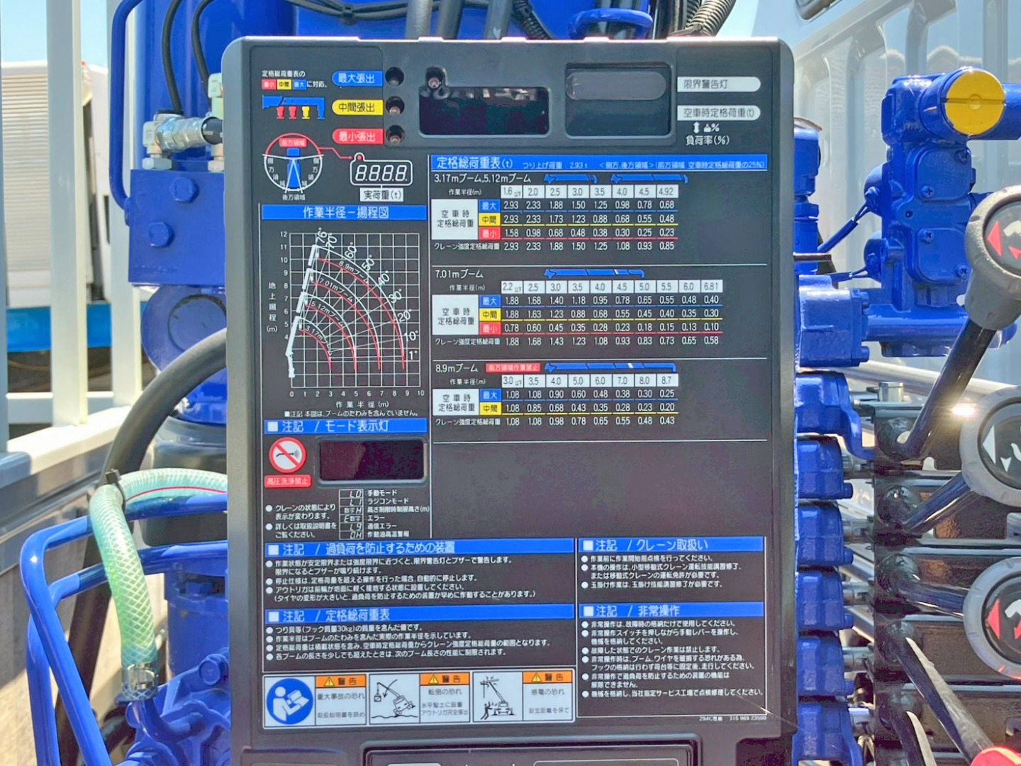空車時定格荷重表・作業半径揚程図です。|三菱 キャンター 2PG-FEB80(2WD)の写真16