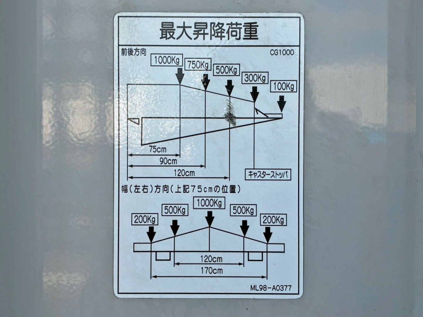 ゲートの能力は1トンです。|いすゞ フォワード 2RG-FTR90V4の写真15