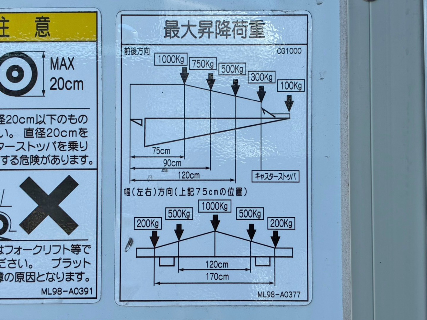 ゲートの能力は1トンです。|UDトラックス クオン 2RG-CG5FAの写真22