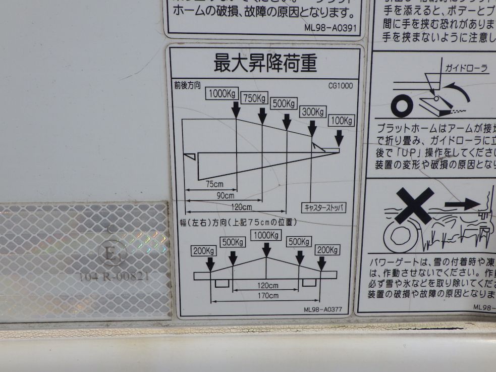 ゲートの能力です。|日野 レンジャー 2KG-FC2ABG(2WD)の写真15