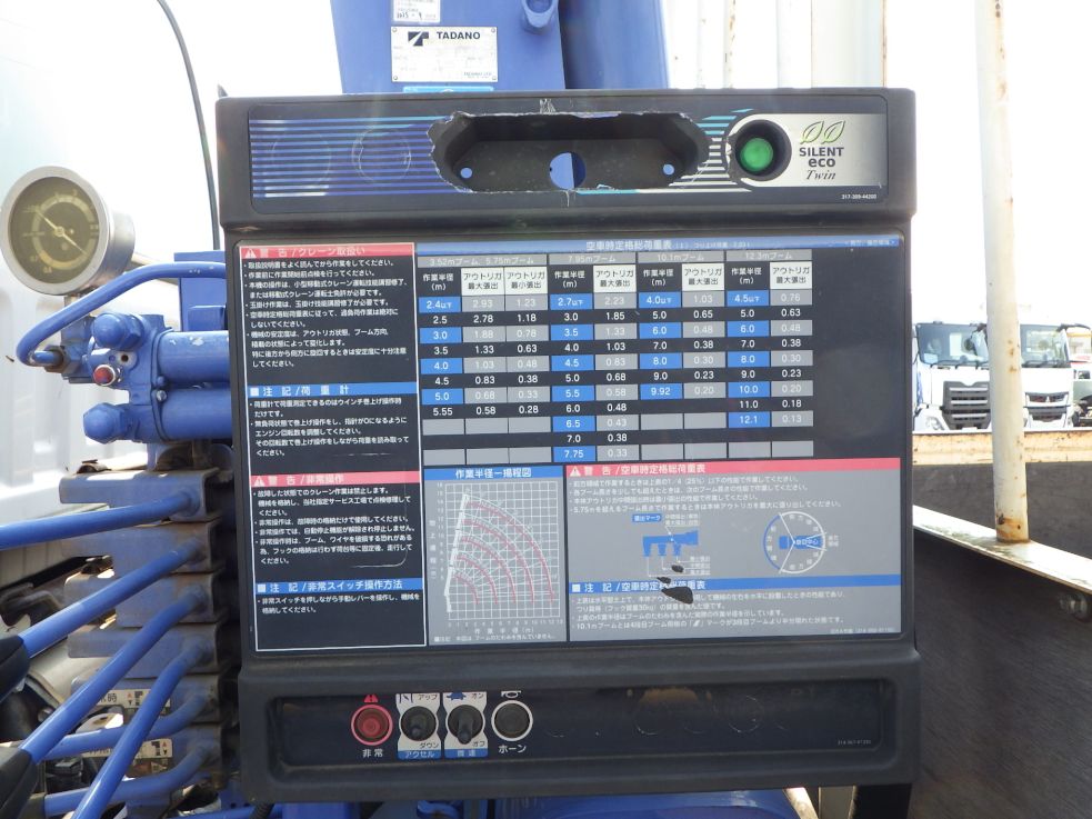 空車時定格荷重及び作業半径ー揚程図です。|いすゞ フォワード PKG-FRR90S1(2WD)の写真14