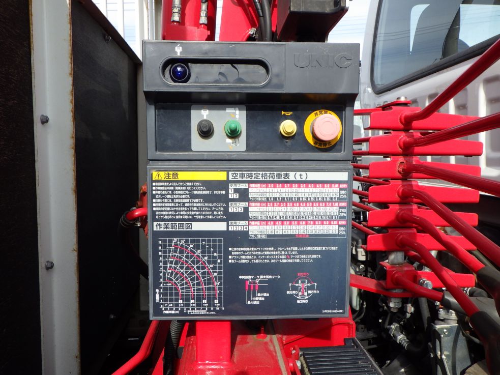 空車時定格荷重及び作業半径ー揚程図です。|いすゞ フォワード 2PG-FRR90S1(2WD)の写真13