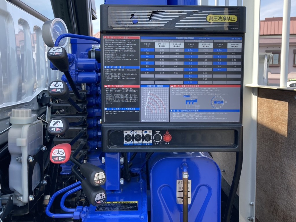 クレーンンお表示機と操作レバーの状態です。|三菱 ファイター 2KG-FK62F(2WD)の写真24