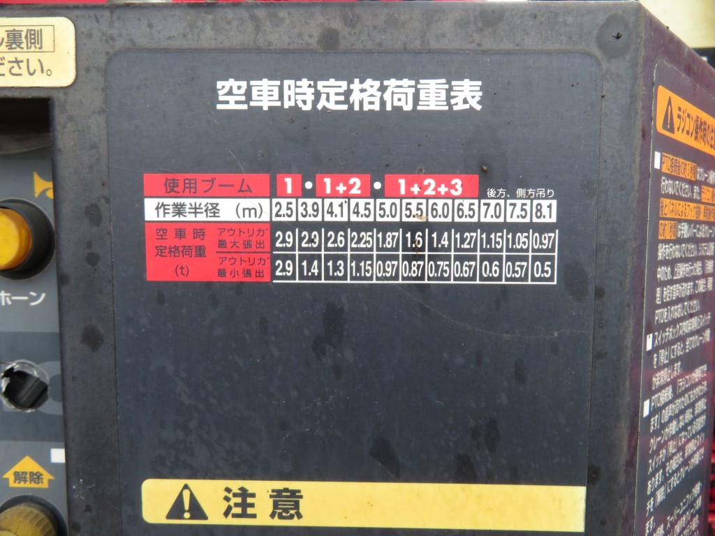 空車時定格荷重表です。|UDトラックス コンドル QDG-PW39Lの写真18