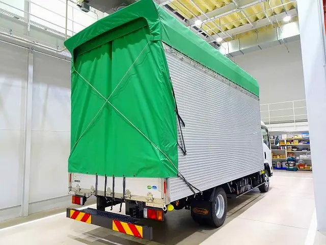 お問合せ管理No.F350 H30 エルフ 3t 4WD FFL ワイド超ロング オープントップアルミバン リア幌カーテン式|いすゞ エルフ TPG-NPS85AN(4WD)の写真3