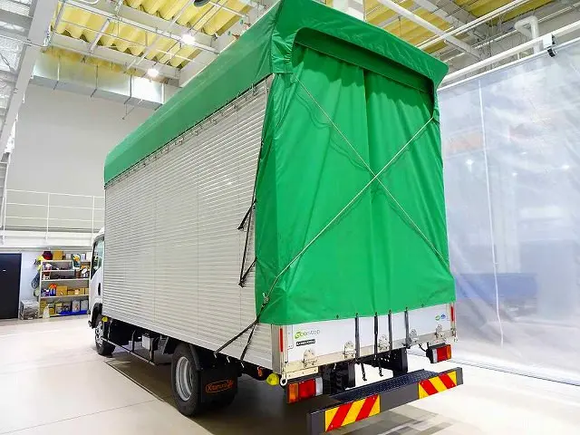 お問合せ管理No.F350 H30 エルフ 3t 4WD FFL ワイド超ロング オープントップアルミバン リア幌カーテン式|いすゞ エルフ TPG-NPS85AN(4WD)の写真4