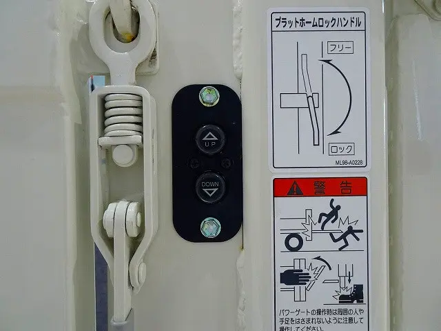 垂直パワーゲート 600kg 極東開発/V601B-1MKT1 長:86cm/有効長:74cm 幅:157cm 左リア支柱PGスイッチ|トヨタ ダイナ 2DG-GDY281(4WD)の写真30