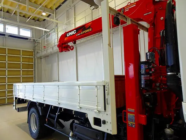 荷台内寸：466×218×40　三方開　横ねた13本　埋め込みフック4対　鳥居作業灯2個　リアブル積み加工/3t日軽アルミブリッジ3600ｍｍ2本　荷台用幌シート　ユニック3段2.9t吊セルフクレーン|いすゞ フォワード 2RG-FRS90J4(4WD)の写真22