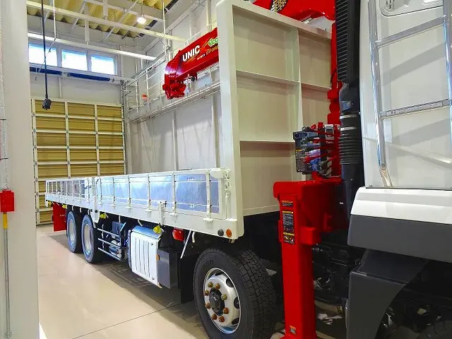 荷台内寸:824×236×40 五方開 ステンレス製アオリパネル 左右セイコーラック2対 左右アオリ中間/リア支柱脱着可 床/前立て鳥居鉄板張り 横ねた28本 ユニック5段 2.9t吊りクレーン付|三菱 スーパーグレート 2KG-FS70HZ(8x4)の写真23