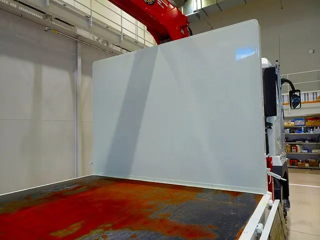 荷台内寸:824×236×40 五方開 ステンレス製アオリパネル 左右セイコーラック2対 左右アオリ中間/リア支柱脱着可 床/前立て鳥居鉄板張り 横ねた28本 ユニック5段 2.9t吊りクレーン付|三菱 スーパーグレート 2KG-FS70HZ(8x4)の写真25