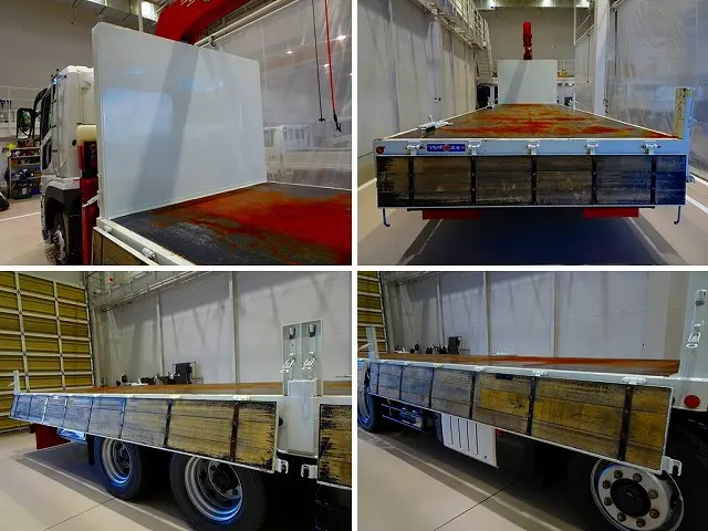 荷台内寸:824×236×40 五方開 ステンレス製アオリパネル 左右セイコーラック2対 左右アオリ中間/リア支柱脱着可 床/前立て鳥居鉄板張り 横ねた28本 ユニック5段 2.9t吊りクレーン付|三菱 スーパーグレート 2KG-FS70HZ(8x4)の写真27
