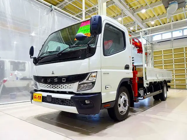 お問合せ管理No.E482　R6 キャンター 3.75t 全低床 ワイド超ロング ユニック5段クレーン付 未使用車|三菱 キャンター 2PG-FEB90(2WD)の写真1