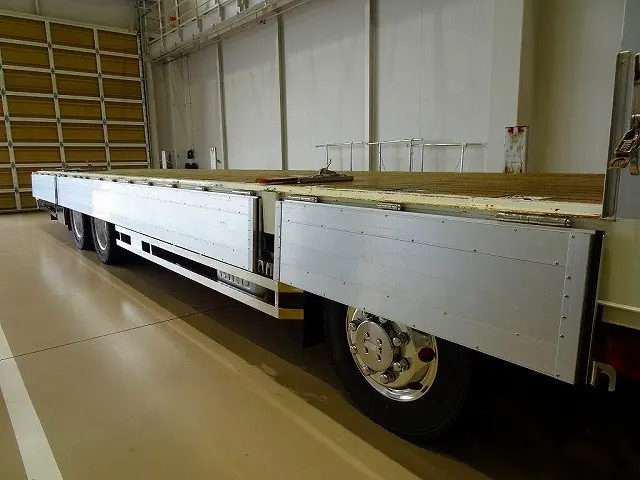 荷台内寸:955×240×38 山田車体工業 七方開 アルミアオリ 支柱脱着可 ステンレスヒンジ 床フック15対 落とし込みフック9対 前立てアルミ縞鋼板張り/LED作業灯2個|日野 プロフィア 2DG-FW1EHJ(8x4)の写真25