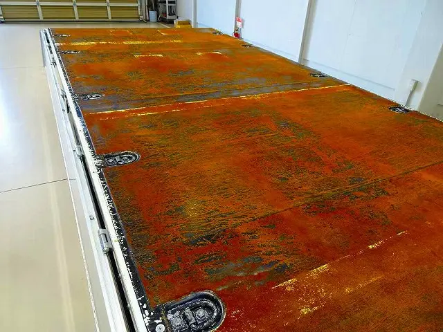 荷台内寸:435×208×40 三方開 アルミアオリ アオリ上部アルミ縞鋼板プロテクター 床鉄板張り 埋め込みフック5対 鳥居アルミ縞鋼板張り|三菱 キャンター 2PG-FEBS0(2WD)の写真27
