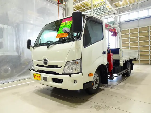 お問合せ管理No.E804　R6 デュトロ 3t 4WD(切替式) 高床 ワイドロング ユニック4段クレーン付 未使用車|日野 デュトロ 2DG-XZU775M(4WD)の写真1