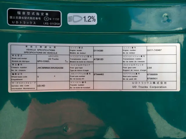 ＵＤ クオン QPG-CD5ZL(6x2)の写真2