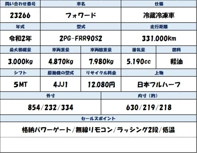 いすゞ フォワード 2PG-FRR90S2の写真2