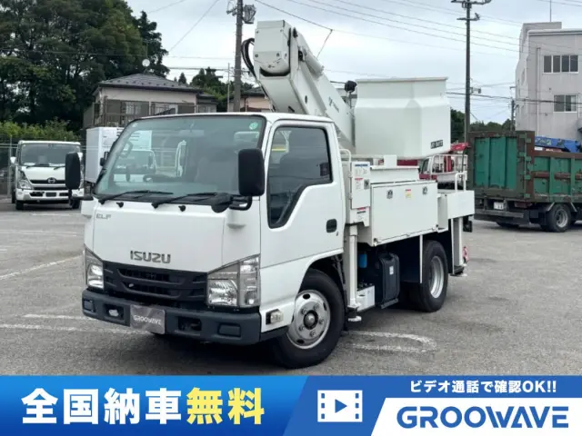 グルーウェーブ特選車!当店人気のエルフ標準10尺の高所作業車が入荷!タダノAT-100TT!通信仕様!作業高9.9m!絶縁バケット200kg!6速マニュアル!キーレス!ETC車載器も装着済み!|いすゞ エルフ TPG-NKR85AN(2WD)の写真1