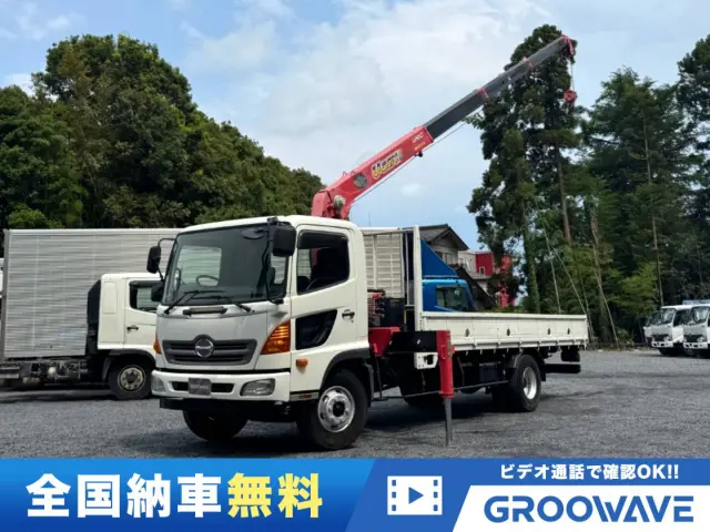 グルーウェーブ特選車!平成29年式のレンジャーの2.9t吊4段クレーン搭載車が入荷!ユニックURW344!ラジコン付き!人気の6.2?ベース!6速マニュアル!走行距離10万km以下!ETC車載器装備!|日野 レンジャー TKG-FC9JKAP(未入力/関係無)の写真1