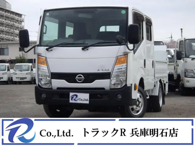 積載量１１５０㎏　新明和垂直式パワーゲート　全低床　荷台内寸　２０６×１６１×３８　車両外寸　４６９×１６９×１９９　荷台地上高約７７㎝　ゲート昇降能力６００㎏　ゲート寸法約８３×１５８㎝|日産 アトラス CBF-SQ2F24(2WD)の写真1