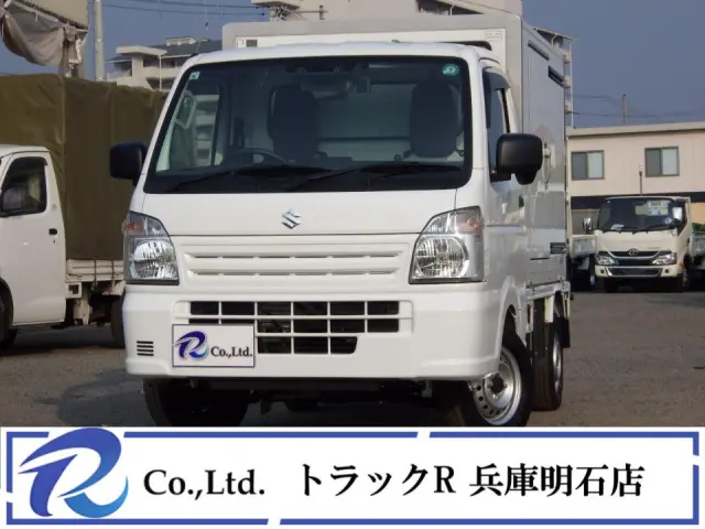サーモキング製冷蔵冷凍車　設定-5℃～20℃中温　積載量350㎏　車両総重量1380㎏　左スライド扉　荷台プラスノコ付　リア観音扉　90度ストッパー　荷台地上高約75㎝　衝突軽減　車線逸脱警報　|スズキ キャリイ 3BD-DA16T(2WD)の写真1