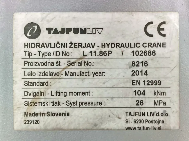 クレーンのプレートです。|いすゞ ギガ QKG-CYZ77AMの写真46