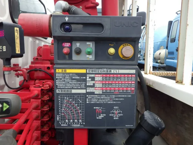 空車時定格荷重及び作業半径ー揚程図です。|日野 デュトロ TKG-XZU650M(2WD)の写真13
