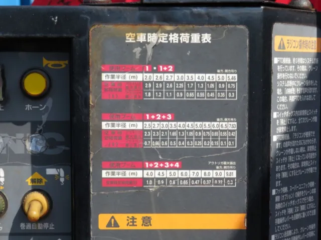 空車時定格荷重表です。|日野 レンジャー BKG-FC7JKYA(2WD)の写真8