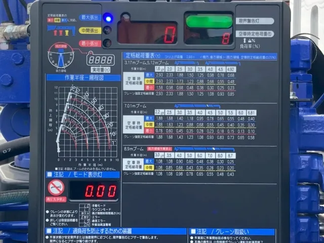 空車時定格荷重表 及び 作業半径-揚程図です。|日野 デュトロ 2KG-XZU712M(2WD)の写真13