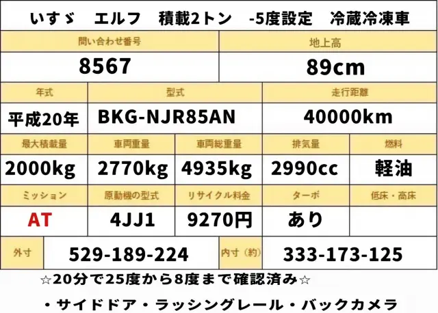 いすゞ エルフ BKG-NJR85AN(2WD)の写真2
